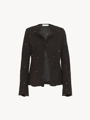 Collarless fitted jacket