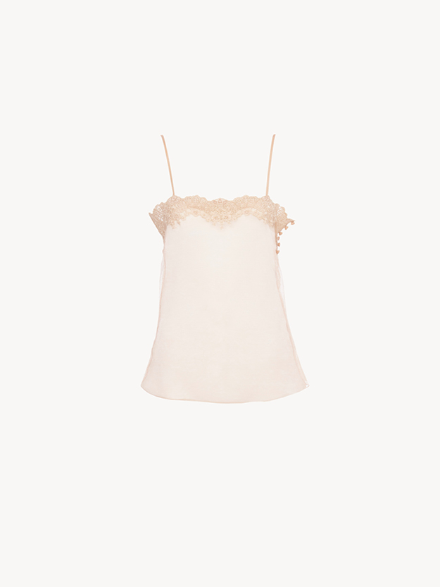 Fitted tank top in embroidered lace