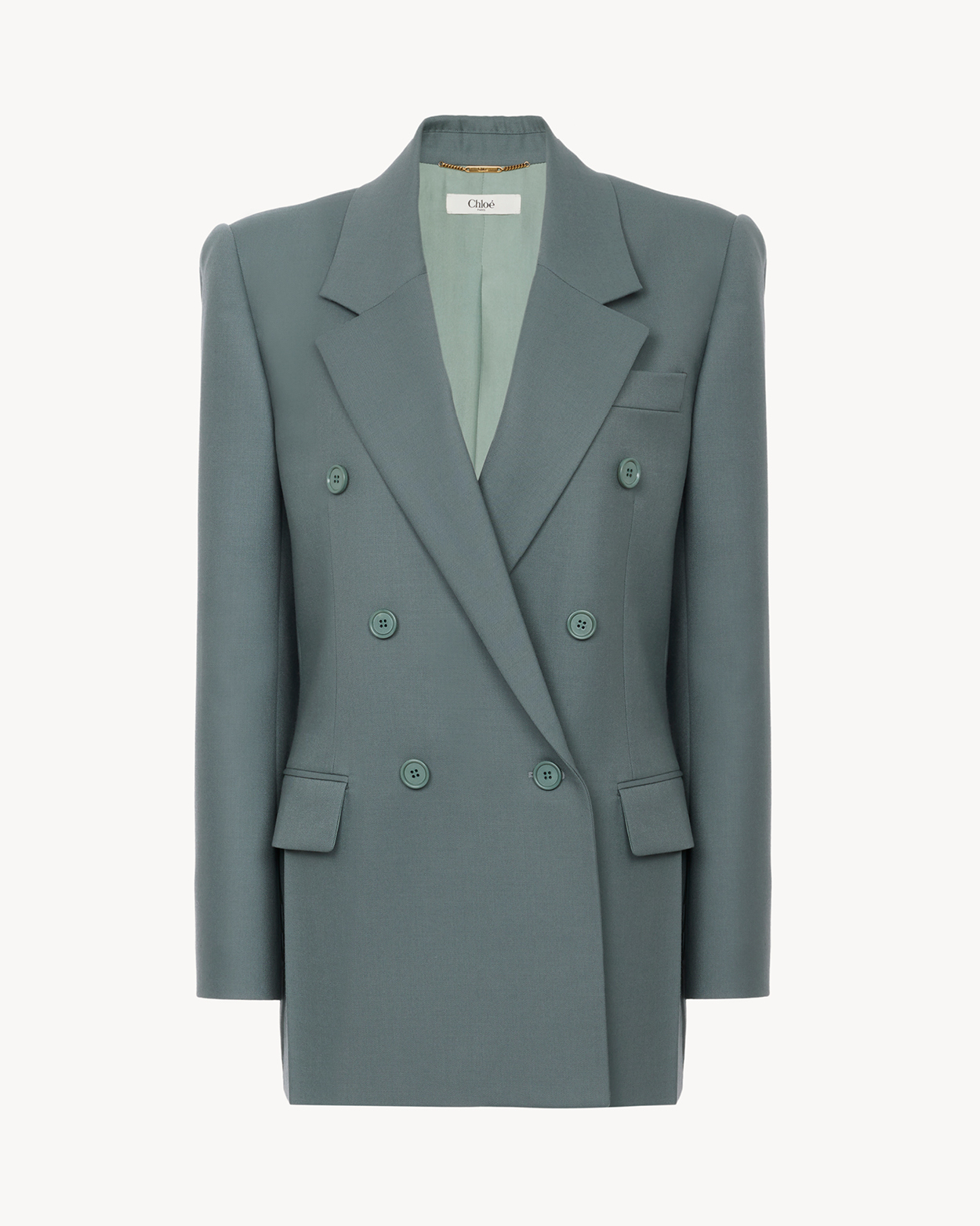 Double-breasted tailored jacket in wool gabardine